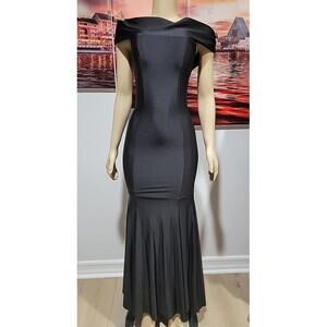 AMELIA COUTURE Size 2 Black Long Evening Gown Formal Wedding Party Dress # C1